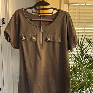 Sexy Flamingo Zippered Women's Top Sz M stretchy grey